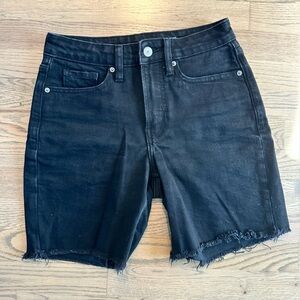 Old Navy Black High Rise OG Straight Long Denim Shorts with Raw Hem